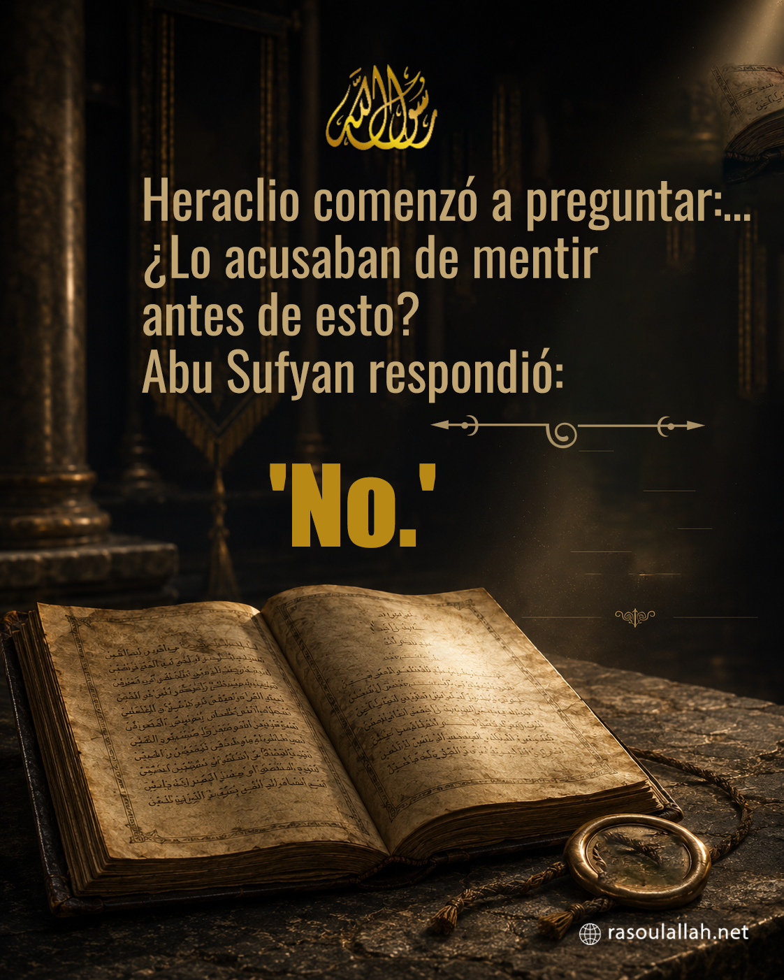 photo_Heraclio comenzó a preguntar:…¿Lo acusaban de mentir antes de esto? Abu Sufyan respondió:No.